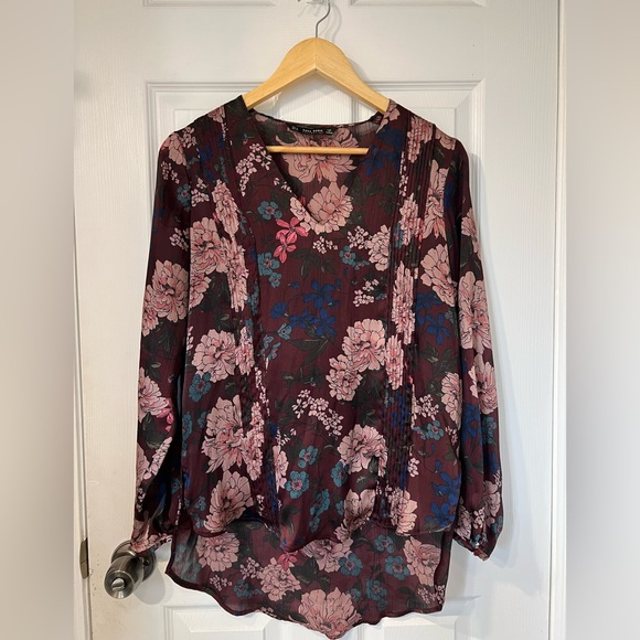 Zara Floral Blouse Top - Picture 1 of 3
